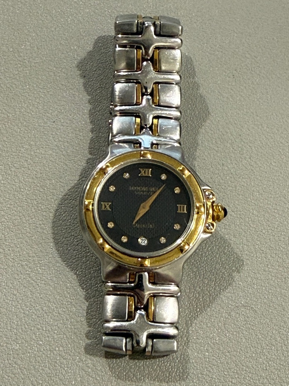 Raymond Weil Parsifal 9990 Two Tone Black Diamond Dial Swiss Quartz Watch